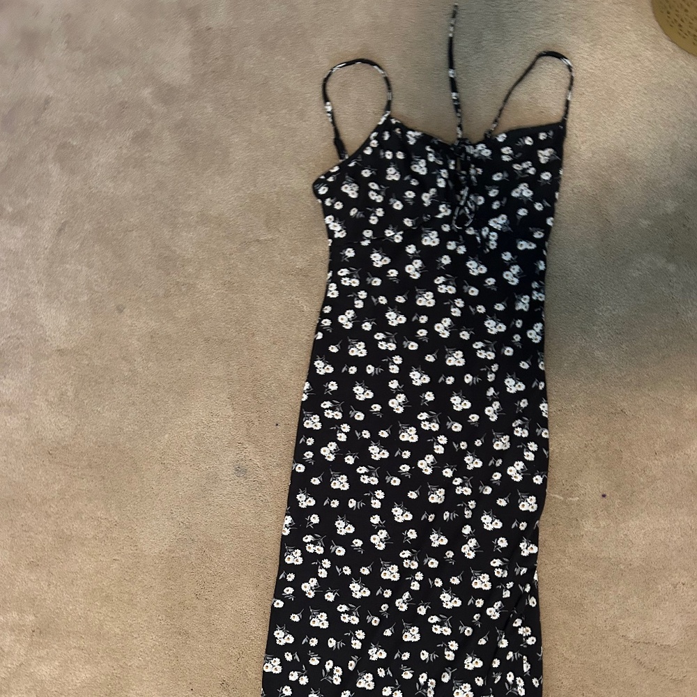 Long black floral dress